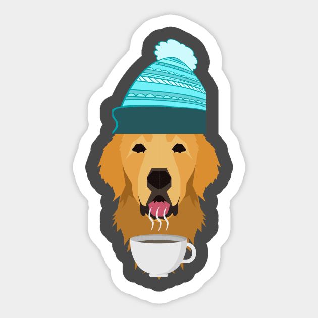 Hygge Golden Retirever Coffee cup shirt Sticker by Patricke116